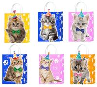 Sacchetti regalo per gatti, sacchetti regalo in carta per gattini, per bambini, compleanno, adozione di animali domestici, decorazione per feste a tema gatto, bomboniere a tema gattino, sacchetti