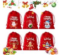 Sacchetti Regalo Per Le Festività,Borsellino Spazioso E Portatile 6 Pezzi - Sacchetti Natalizi Piccoli In Velluto Con Cordino - Per Bambini Feste Natalizie A Casa Calze Riempitive Favori Matrimonio Pe