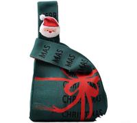 Sacchetti regalo stagionali per frutta e caramelle con disegni natalizi come alberi e pupazzi di neve, realizzati in tessuto con cinghie per un facile trasporto (C)