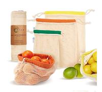 Sacchetti Rete Frutta e Verdura Riutilizzabili - Cotone Organico - Sacchetti Spesa Riutilizzabili - Prodotti Ecosostenibili