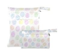Sacchetti riutilizzabili con cerchi colorati in stile cartone animato, confezione da 2 pezzi essenziali da viaggio per bambini, con manici per fare il bagno, la spiaggia