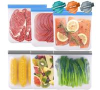 Sacchetti riutilizzabili con chiusura a cerniera, grandi, 6 pezzi, in silicone, per congelatore, sandwich, verdure, snack, sacchetti in plastica a tenuta stagna per conservare pranzo, snack, frutta