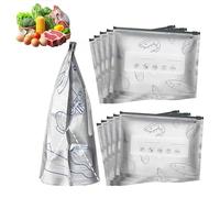 Sacchetti riutilizzabili in alluminio sigillabili, con chiusura a zip, con etichette per la conservazione degli alimenti, perfetti per verdure, frutta e carne (60 pezzi)