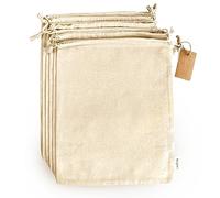 Sacchetti Riutilizzabili in Cotone con Coulisse X-Large 36x43 cm - 6 Pz Multiuso in Tela - Per Pane, Alimenti Sfusi, Patate, Cipolle e Scarpe
