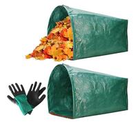 Sacchetti riutilizzabili per foglie, 2 pezzi con paletta con guanti, sacchetti per foglie riutilizzabili, per rifiuti da prato, campeggio, giardinaggio, lavoro, compost, costruzione paesaggistica