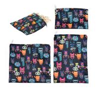 Sacchetti riutilizzabili per sandwich - 3 sacchetti in tessuto con chiusura lampo, sicurezza per lavastoviglie, porta alimenti ecologici, perfetti per uffici scolastici, picnic, campeggio, benessere