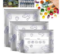 Sacchetti riutilizzabili sigillabili in alluminio resistenti per congelatore, per alimenti, carne, frutti di mare, verdure, ermetici, sigillabili, antibatterici, per l'organizzazione della cucina (10