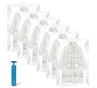 Sacchetti sotto vuoto appendibili per abbigliamento, 70 x 110 cm, con pompa manuale, sacchetti sotto vuoto riutilizzabili per abbigliamento con ganci, per protezione da polvere, umidità, tarme e peli