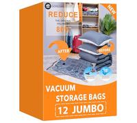 Sacchetti sottovuoto (12 x Jumbo), sacchetti salvaspazio a compressione con pompa a mano da viaggio per coperte, trapunte, cuscini, vestiti