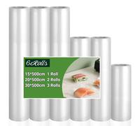 Sacchetti Sottovuoto 6 Rotoli - Sacchetti Sottovuoto per Macchina Sottovuoto, 190µm, 30/20/15 × 500cm, Senza BPA, Coestrusione di Nylon, Adatti per Alimenti, Microonde e Sous-Vide