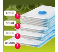 Sacchetti sottovuoto a compressione per riporre vestiti e biancheria da letto, salvaspazio, resistenti all'umidità, con chiusura forte, include varie dimensioni e pompa manuale per viaggi e uso