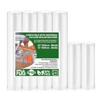 Sacchetti Sottovuoto Alimenti 6 Rotoli Rotolo Sottovuoto Alimenti 15|25x300cm, Rotoli Sottovuoto per Alimenti Applicabile Macchina Sottovuoto Alimenti, Senza BPA, 170µm, Applicabile Microonde