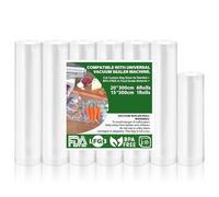 Sacchetti Sottovuoto Alimenti 7 Rotoli 15|20x300cm, Sacchetti Sottovuoto per Macchina Sottovuoto Alimenti, Senza BPA, 190µm, Applicabile Microonde