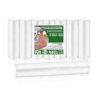 Sacchetti Sottovuoto Alimenti 8 Rotoli 15|28x300cm, Sacchetti Sottovuoto per Macchina Sottovuoto Alimenti, Senza BPA, 190µm, Applicabile Microonde