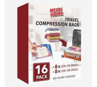 Sacchetti sottovuoto arrotolabili, 16 pezzi, salvaspazio, sacchetti ermetici a compressione per vestiti, cuscini, trapunte, coperte, biancheria da letto