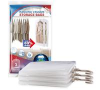 Sacchetti sottovuoto da appendere, confezione da 3 sacchetti salvaspazio grandi, da appendere, per vestiti, giacche, organizer per armadio (135 x 70 cm)