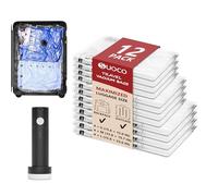 Sacchetti sottovuoto da viaggio con pompa ricaricabile, confezione da 12 sacchetti a compressione per bagagli, zaini e valigie, organizer salvaspazio per abbigliamento e vestiti