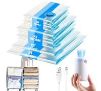 Sacchetti Sottovuoto per Abiti con Pompa Elettrica Senza Fili - Set da 10 Sacchetti Riutilizzabili per Coperte, Viaggi e Organizzazione Domestica - 4 Piccoli, 4 Medi, 1 Grande, 1 Jumbo