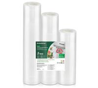 Bonsenkitchen Sacchetti Sottovuoto per Alimenti, 3 Rotoli Di Sacchetti Sottovuot