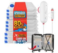 Sacchetti sottovuoto per vestiti con pompa, 12 sacchetti sottovuoto da viaggio riutilizzabili sacchetti sottovuoto per vestiti, coperte, cuscini, utensili da viaggio, deposito bagagli