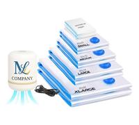 Sacchetti Sottovuoto per Vestiti con Pompa Elettrica - Set da 10 (XL, L, M, S, Viaggio) - Salvaspazio per Armadio, Valigia, Coperte, Lenzuola, Cuscini, Peluche - Riutilizzabili e Resistenti