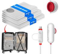 Sacchetti Sottovuoto per Vestiti Con Pompa USB, 6 Pezzi Vacuum Bags for Clothing