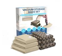 Sacchetti Sottovuoto per Vestiti & Viaggio di MMOBIEL - Robusti Sacchetti Salvaspazio Riutilizzabili a Compressione per Coperte, Traslochi etc. - 6 Pezzi (S/M/L) - Incl. Pompa a Mano - Marrone/Beige