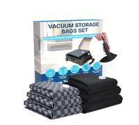 Sacchetti Sottovuoto per Vestiti & Viaggio di MMOBIEL - Robusti Sacchetti Salvaspazio Riutilizzabili a Compressione per Coperte, Traslochi etc. - 6 Pezzi (S/M/L) - Incl. Pompa a Mano - Nero/Grigio