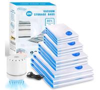 Sacchetti Sottovuoto Vestiti,12 Pezzi 4 Dimensioni Sacchetti Sottovuoto Riutilizzabili,Sacchetti di Immagazzinaggio a Vuoto con pompa a vuoto elettrica per Contenere Vestiti (12 PCS (3XL, 3L, 3M, 3S))