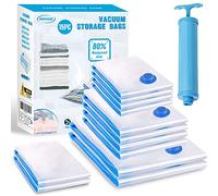 Sacchetti Sottovuoto Vestiti,14 Pezzi 4 Dimensioni Sacchetti Sottovuoto Riutilizzabili,Sacchetti di Immagazzinaggio a Vuoto con pompa a mano per Contenere Vestiti,Piumoni,Cuscini,Coperte