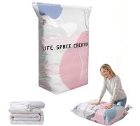 Sacchetti Sottovuoto Vestiti (Compressione Senza Pompa) - (Set Da 1) - Sacchetti Sottovuoto 100x80x40 Cm Per Piumoni - Sacchetti A Compressione Ermetica Per Vestiti, Cuscini, Piumoni E Coperte