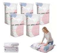 Sacchetti Sottovuoto Vestiti (Compressione Senza Pompa) - (Set Da 5) - Sacchetti Sottovuoto 100x80x40 Cm Per Piumoni - Sacchetti A Compressione Ermetica Per Vestiti, Cuscini, Piumoni E Coperte