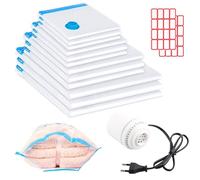 Sacchetti Sottovuoto Vestiti con Pompa Elettrica,Buste Sottovuoto Viaggio,12PC Sacchi Piumoni,Sacchetti Compression,Vacuum Bags Travel,Organizer Valigia Salvaspazio,80x100cm/60x80cm/50x70cm/40x60cm