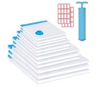 Sacchetti Sottovuoto Vestiti con Pompa, Sacchetti Sottovuoto Piumoni, 12 PC Organizer Armadio Salvaspazio, Buste Vestiti da Viaggio, Vacuum Bags Travel, 80x100cm/60x80cm/50x70cm/40x60cm
