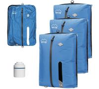 Sacchetti Sottovuoto Vestiti Riutilizzabili TPU Buste Sottovuoto Viaggio con Cerniera Impermeabile Borse Organizer Cubi di Imballaggio per Valigie Zaino Bagaglio a Mano(3 Pezzi + 1 Pompa)