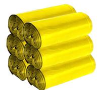 Sacchetti Spazzatura 50x60cm con Lacci 120 Sacchi Gialli 20 Litri per la Raccolta Differenziata Qualità Premium, Extra Resistenti, Umido, Cucina, Bagno, Camera