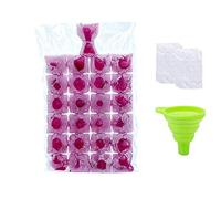 Sacchetti usa e getta per cubetti di ghiaccio, 100 stampi per cubetti di ghiaccio, autosigillanti, per whisky, cocktail, bevande, barbecue, feste e viaggi (trasparenti, con 1 imbuto)