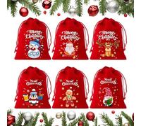 Sacchetti Velluto Natalizi Con Cordino | Borsa Spaziosa Con Stampa Di Neve 6 Pezzi | Sacchetti Natalizi Piccoli In Velluto Con Cordino - Per Bambini Feste Natalizie A Casa Calze Riempitive Favori Matr