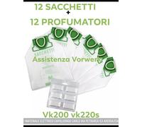 SACCHETTI VK200 VK220S FP Compatibili Vorwerk Folletto 12Sacchetti + 12Profumini
