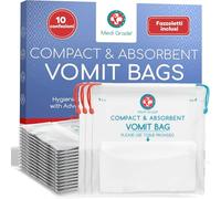 Sacchetti Vomito con tamponi super assorbenti + salviettine detergenti [10] - Buste per Vomito Zero Odori - Sigillabili, Trasformano il Vomito in Gel, Capienza fino a 750ml - Sacchetti Viaggio
