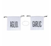 Sacchetto aglio in cotone con laccetto di chiusura, double face, bianco, Bigismore