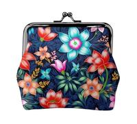 Sacchetto blu floreale della moneta della serratura del bacio delle donne della stampa, mini portafoglio per le carte ed il rossetto, borsa compatta morbida