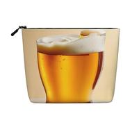Sacchetto cosmetico carino della stampa della schiuma della birra per le donne del sacchetto di trucco del sacchetto di viaggio della borsa da toilette per la signora, Nero , Taglia unica