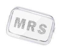 Sacchetto cosmetico da sposa impermeabile con macchie di strass toppe borsa per il trucco, per il wedding planner e per l'uso della sposa, Mrs