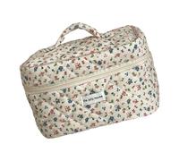 Sacchetto cosmetico del fiore di grande capacità sacchetti di stoccaggio del velluto a coste per le donne e le ragazze Organizzatori di trucco di viaggio portatili borsa da toilette floreale del