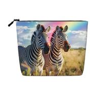 Sacchetto cosmetico della borsa di trucco della stampa della zebra dell'arcobaleno per le donne di grande capacità di viaggio di trucco