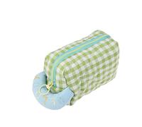Sacchetto cosmetico delle donne casuali di grande capacità di viaggio all'aperto borse di immagazzinaggio del tessuto molle semplice plaid signore trucco borsa pochette