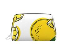 Sacchetto cosmetico di cuoio della stampa del modello della frutta del limone, borsa di trucco di cuoio per la borsa con la borsa della toilette alla moda della chiusura superiore dello, Argento