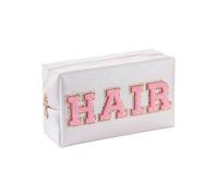 Sacchetto cosmetico di grande capacità della borsa del trucco della chiusura lampo della borsa dei capelli con le toppe del sacchetto dell'organizzatore del trucco per le donne cosmetico, C, Taglia