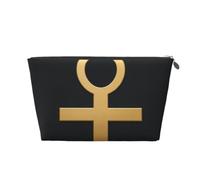 Sacchetto cosmetico impermeabile di viaggio della borsa di trucco del cuoio della croce di Ankh piatto